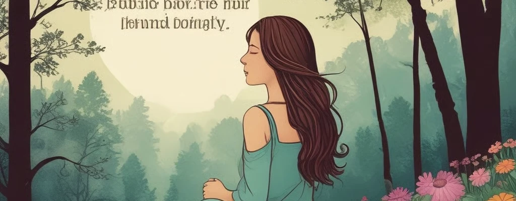 Gefühl - Ein Frau sitzt auf einer Wiese im Wald