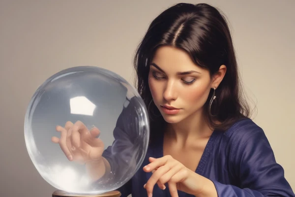 Prophezeiung - Eine Frau schaut in eine Glaskugel